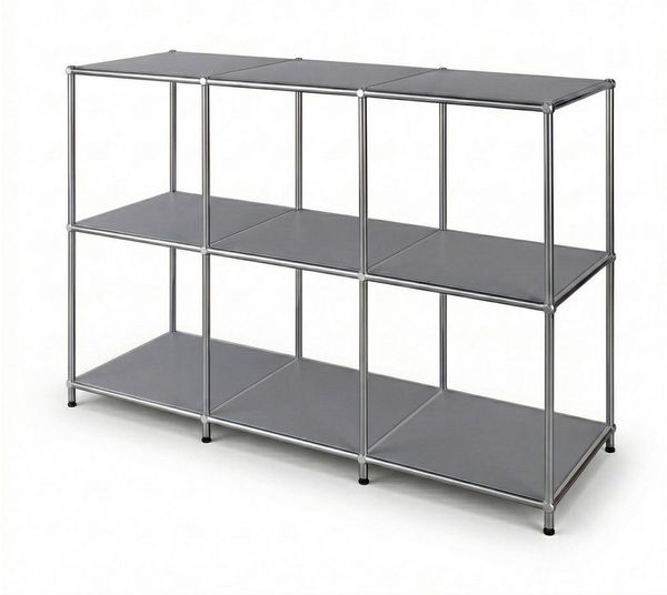 Floordirekt Sideboard Metall Concept Epure MK-018, Standregal Lowboard (Standregal Lowboard), verchromtes Metallgestell, 3 Ablagen, B116×T40×H82 cm