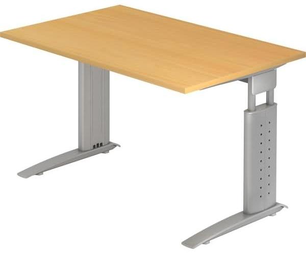 Schreibtisch US12 C-Fuß 120x80cm Buche Gestellfarbe: Silber