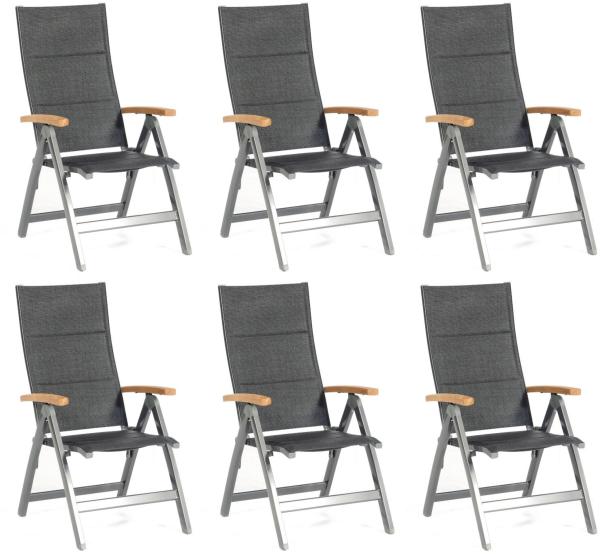 Sonnenpartner 6er-Set Klappsessel Sierra Aluminium mit Textilen anthrazit Klapp-Sessel Klappstuhl