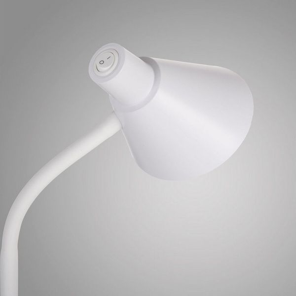 Licht-Erlebnisse Schreibtischlampe PURWEN, LED fest integriert, Warmweiß, LED Metall 38 cm hoch Weiß 3000 K warmweißes Licht 600 lm Modern