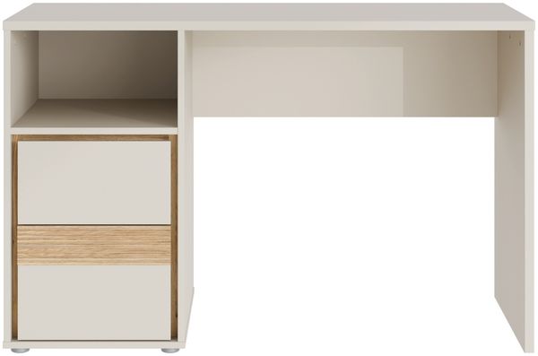 Schreibtisch >WEXLIN< 2 Schübe, Sand / Mauvella Eiche Dekor - 119,7x75,7x50,2cm (BxHxT)