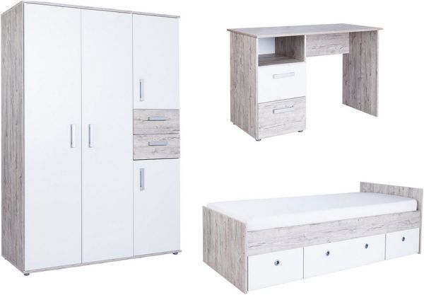 arthur berndt Jugendzimmer-Set Jugendzimmer-Set »Bente« 5-teilig, (3-tlg, 2tlg, 3tlg, 5tlg -Schrank, Bett, Schreibtisch, Sideboard, Standregal), Stauraumstark, pflegeleicht, zeitlos, Made in Germany
