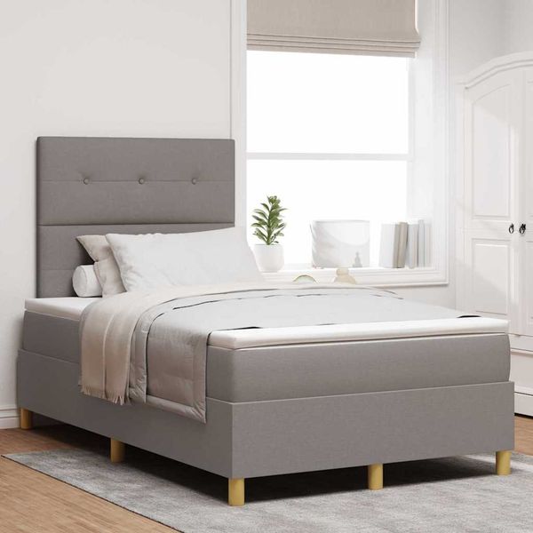 vidaXL Boxspringbett mit Matratze Taupe 120 x 190 cm Stoff 3339606
