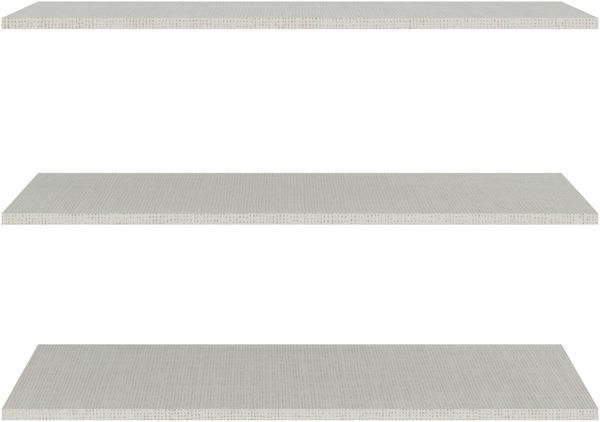 Forte VODOL Einlageböden-Set, 3er Set, ideal für Schränke und Regal der VODOL Serie, Holzwerkstoff, Grau Textilnachbildung, 117,2 cm breit x 52,7 cm hoch x 2,2 cm tief