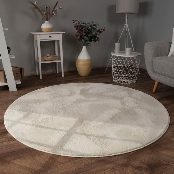 Paco Home Fellteppich Kunstfell Soft 380, rund, Höhe: 14 mm, Langflor, Kuschelteppich - besonders weich, Uni-Farben