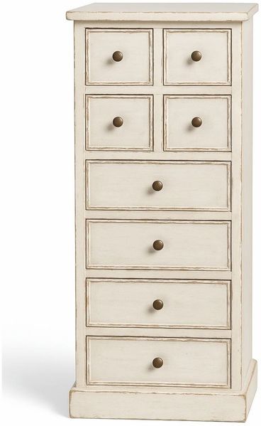 Casa Padrino Landhausstil Shabby Chic Massivholz Kommode mit 8 Schubladen Antik Weiß H. 122 cm