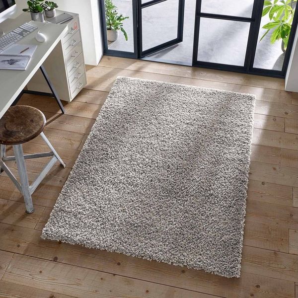 TaCa Home Langflor-Teppich Shaggy Teppich Langflor, rechteckig, Höhe: 35 mm, Wohnzimmer Esszimmer Schlafzimmer Kinderzimmer, Grau - 60 x 90 cm