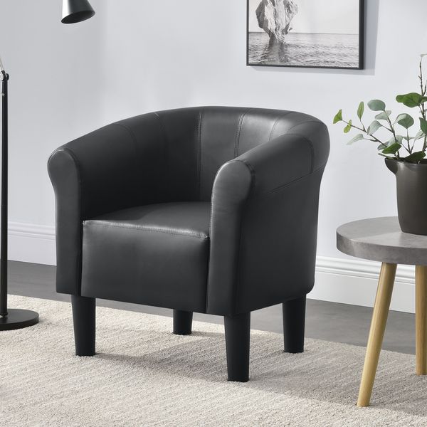 en. casa Cocktailsessel, Clubsessel in schwarz, Kunstlederbezug