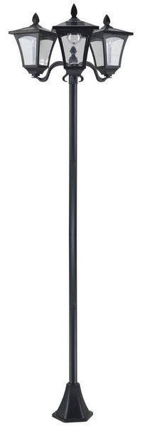 Novzep LED Gartenleuchte Solar Gartenlaterne mit 3 flammig Laterne Mast Solarlaterne, LED 120 Lumen 51,5x47x182,5cm Wegeleuchte für Garten Balkon