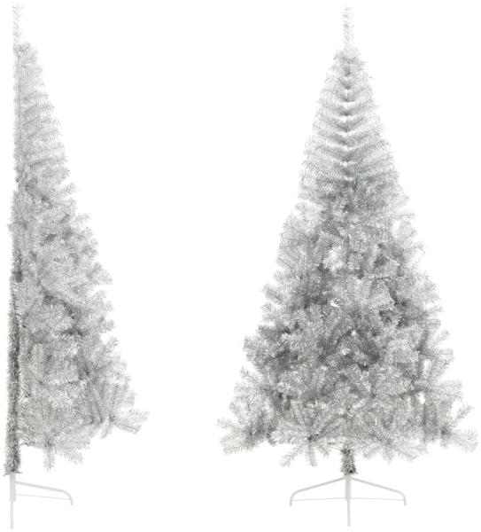 vidaXL Künstlicher Weihnachtsbaum mit Ständer Silber 210 cm PET 344698