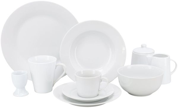 OTTO home Geschirr-Set Babbette (50-tlg), 6 Personen, Porzellan, Moderne Optik, Zeitloses Design, Beliebig kombinierbar