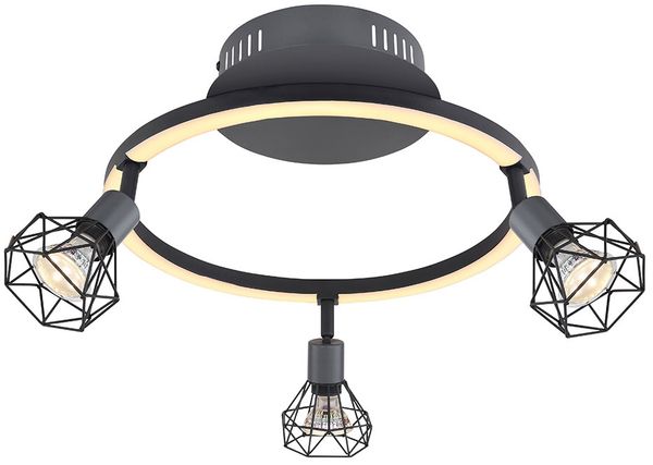 LED Deckenleuchte, Spots beweglich, graphit, L 46 cm