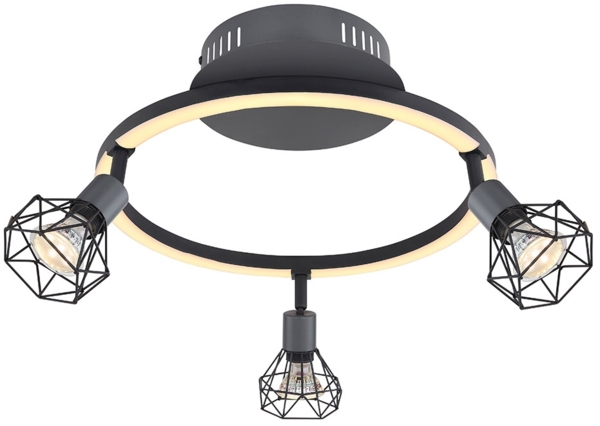 LED Deckenleuchte, Spots beweglich, graphit, L 46 cm