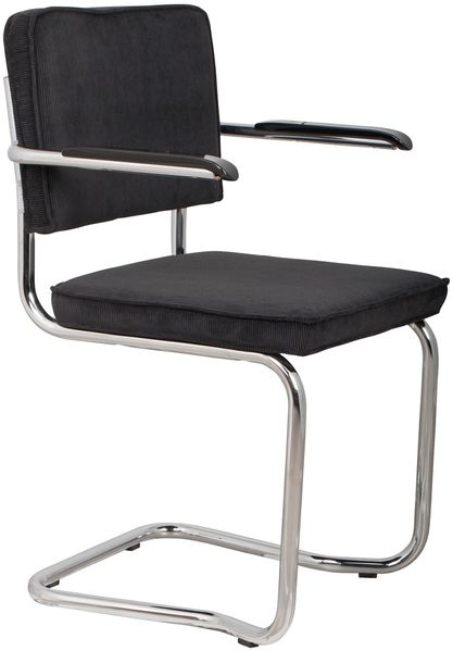 ZUIVER Retro Esszimmerstuhl RIDGE KINK Schwarz mit Armlehne