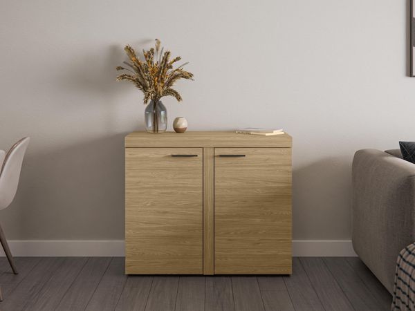 AX LIVING Schmal Kommode Spacoro 2T – Eleganz für Ihr Zuhause, Geölte Eiche