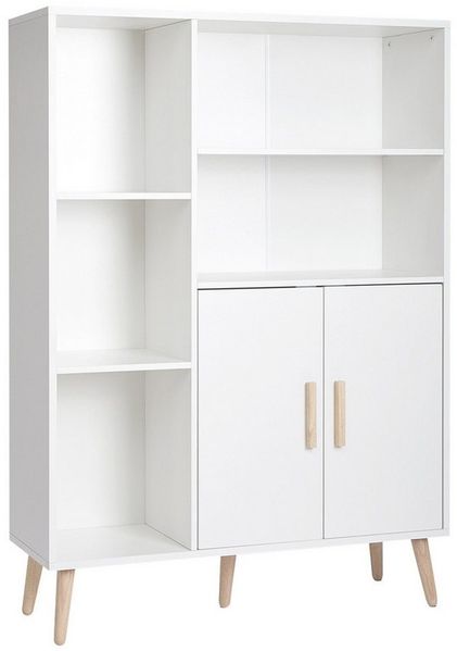 Mondeer Kommode Sideboard, Lagerschrank mit 2 Türen und 5 Fächern,Holz