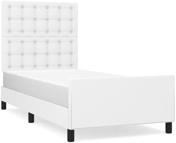 Einzelbettgestell Design für Erwachsene mit Kopfteil Weiß 80x200 cm Kunstleder d3414e