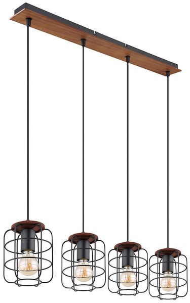 Hängeleuchte, Gitter-Design, Holz, schwarz, braun, H 120 cm