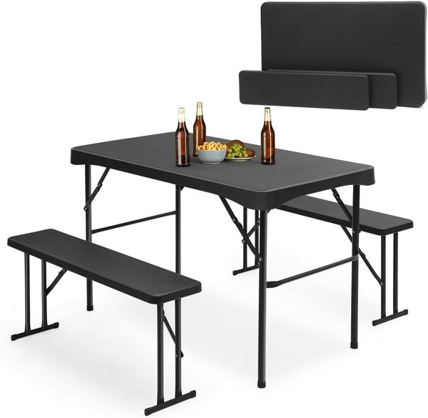 Sekey 113 x 61 cm Bierzeltgarnitur Klappbar Kunststoff, Schwarz