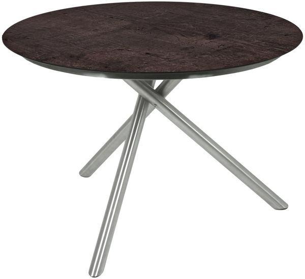 Gartentisch HENRIK rund Edelstahl Kunststoff Schwarz 110x110x75cm | Terrassentisch Wetterfest Outdoor Tisch