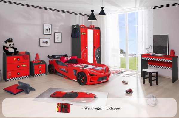 Kinderzimmer komplett Set Autobett Rio 5 teilig Rot
