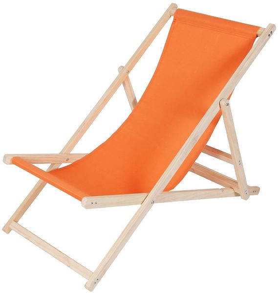 Sonnenliege Orange Strandmöbel Campingstuhl Holz klappbar Faltsitz Balkonsessel