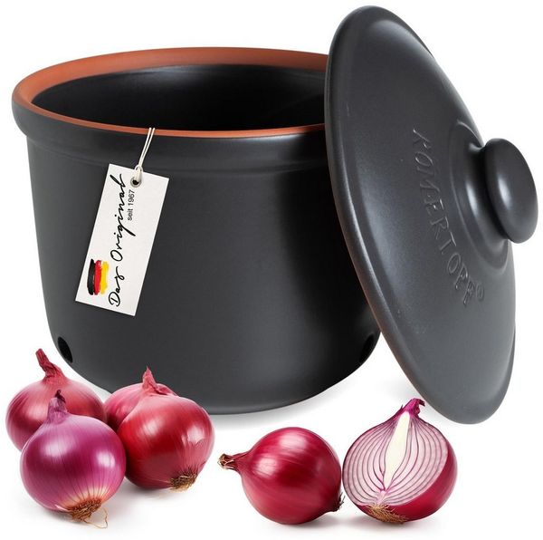 RÖMERTOPF Römertopf Frische-Topf MAXI - Zwiebeln Aufbewahrung 2,8 Liter Schwarz