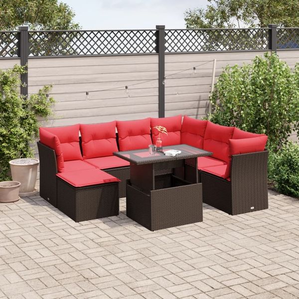 vidaXL 8-teiliges Gartensofa-Set mit Kissen, braun, Polyrattan 3266764
