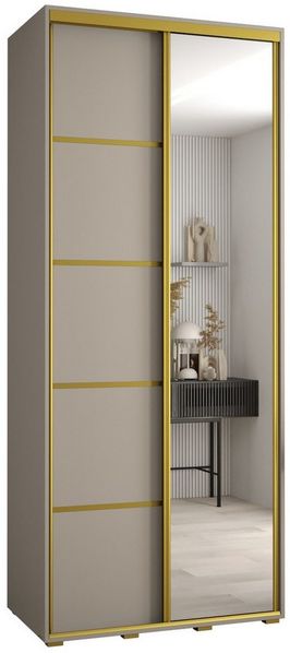 ABIKS MÖBEL Schwebetürenschrank Dakota 5 Schlafzimmerschrank mit Spiegel, Kleiderstange und Regalen