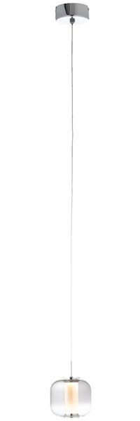 Lightbox Pendelleuchte, LED fest integriert, Warmweiß, LED Hängelampe, höhenverstellbar, 121cm Höhe, Ø 11cm, 440lm, Rauchglas