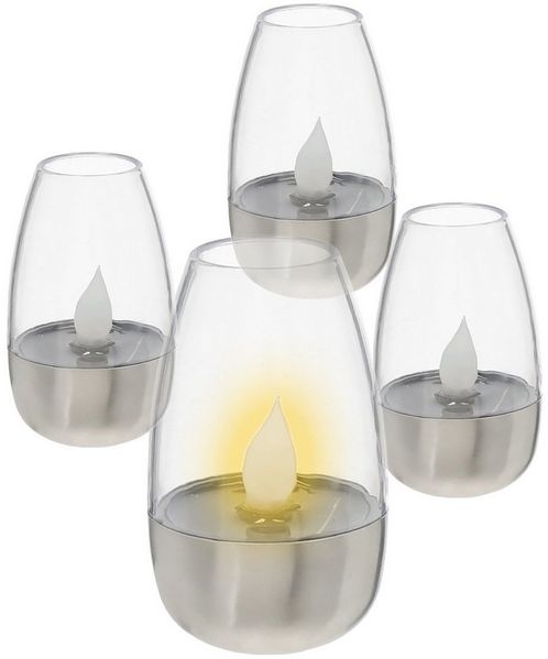 Spetebo Außen-Tischleuchte Mini Solar LED Tisch Lampe 10 x 6 cm - 4er Set, Tischlampe, LED fest integriert, warmweiß, Garten Balkon Deko Beleuchtung