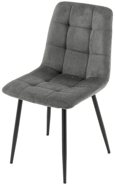 riess-ambiente Esszimmerstuhl TRES CHIC grau / schwarz - Cord, Metallbeine, Retro, gepolstert (Einzelartikel, 1 St), Stuhl mit Ziersteppung - ideal für Küche, Esszimmer, Wohnzimmer & Büro