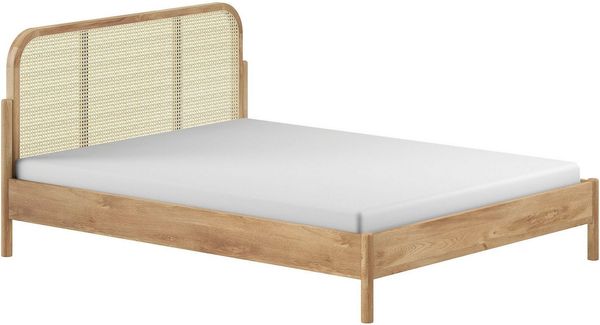 Doppelbett Olive 160 x 200 cm Eiche MDF Rattan Natur