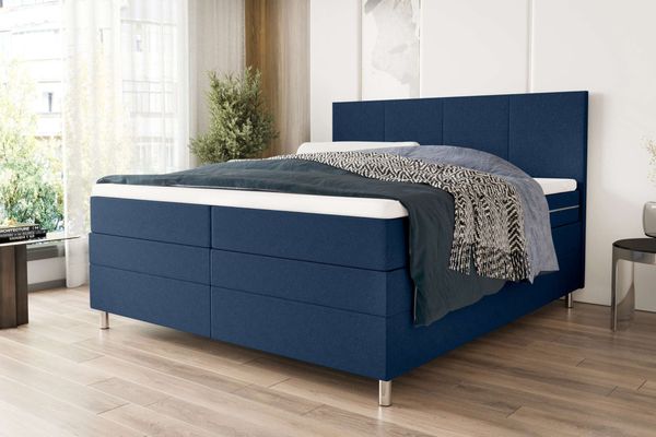 99rooms Orion Boxspringbett 180x200 cm Strukturstoff NEVE Dunkelblau