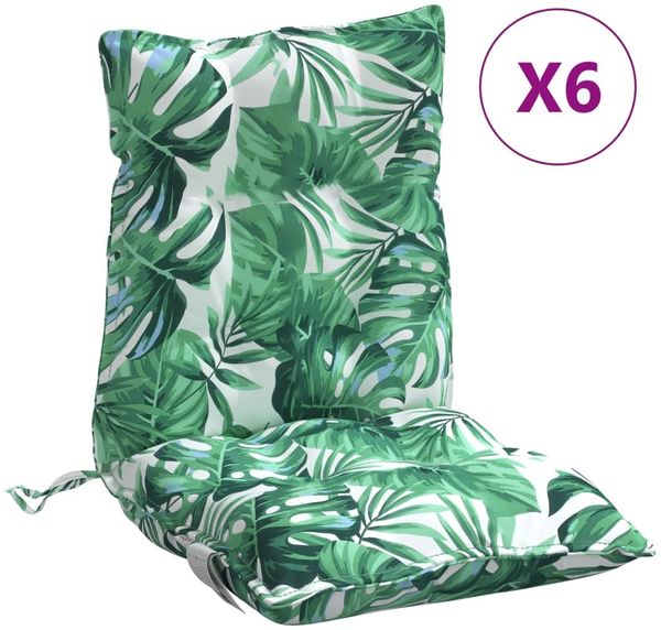 vidaXL Niedriglehner-Auflagen 6 Stk. Blattmuster Oxford-Gewebe 377709 Bild 2