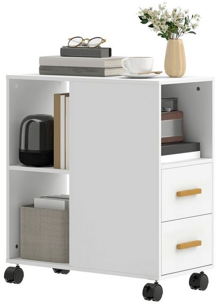 HOMCOM Aktenschrank Druckerständer Druckertisch (Set, 1-St, Druckerwagen) Mit Rollen und verstellbarem Regalboden