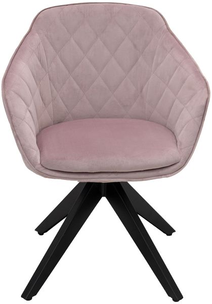 PLAYBOY - Drehstuhl AMANDA", gepolsterter Sitz und Rücken, Diamond-Stitching, Samtstoff in Rosa, Metallfuss in Anthrazit Matt"
