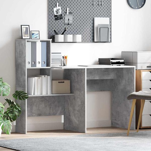 vidaXL Schreibtisch Beton Grau 131,5 x 50 x 106,5 cm Holzwerkstoff 869301