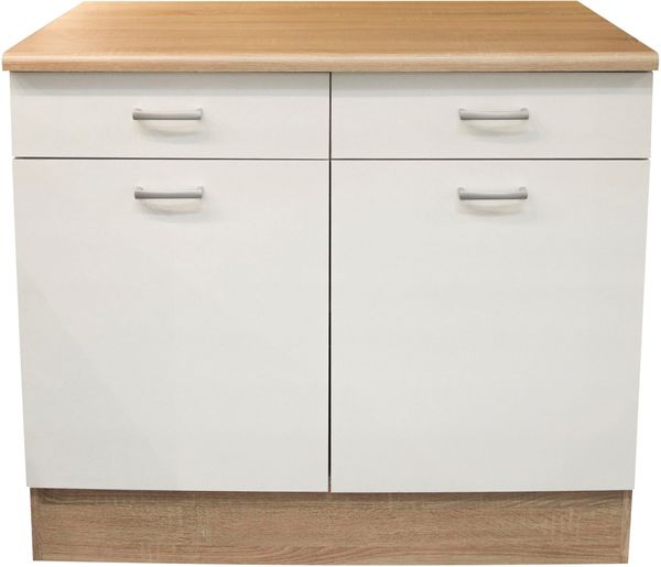 Unterschrank >Ailina< in Sonoma-Eiche / weiß, Holzwerkstoff - 100x90x60 (BxHxT)
