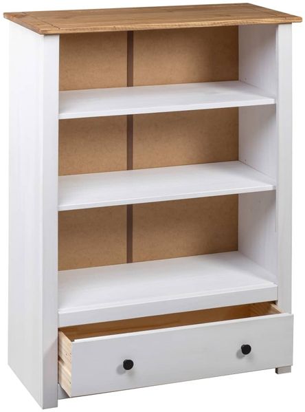 vidaXL Bücherregal Weiß 80 x 35 x 110 cm Massivholz Panama-Kiefer Bild 6