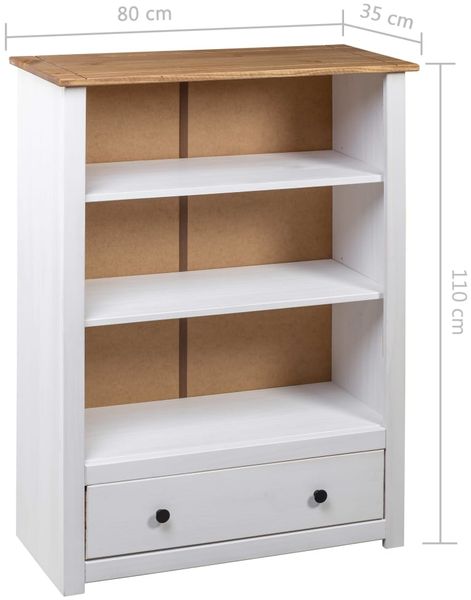 vidaXL Bücherregal Weiß 80 x 35 x 110 cm Massivholz Panama-Kiefer Bild 10
