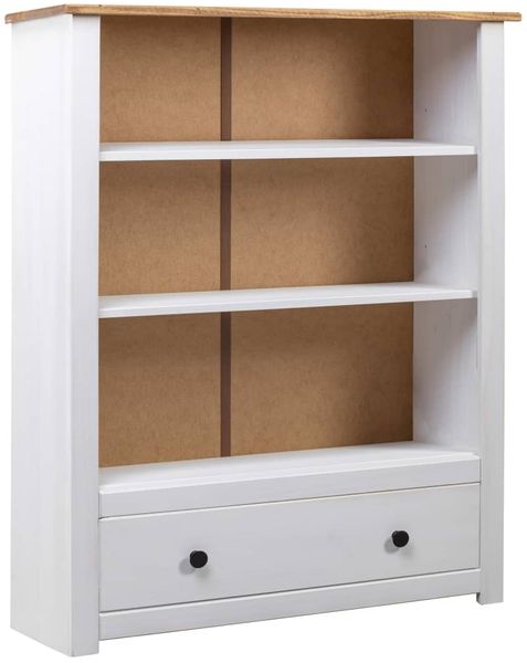 vidaXL Bücherregal Weiß 80 x 35 x 110 cm Massivholz Panama-Kiefer Bild 2