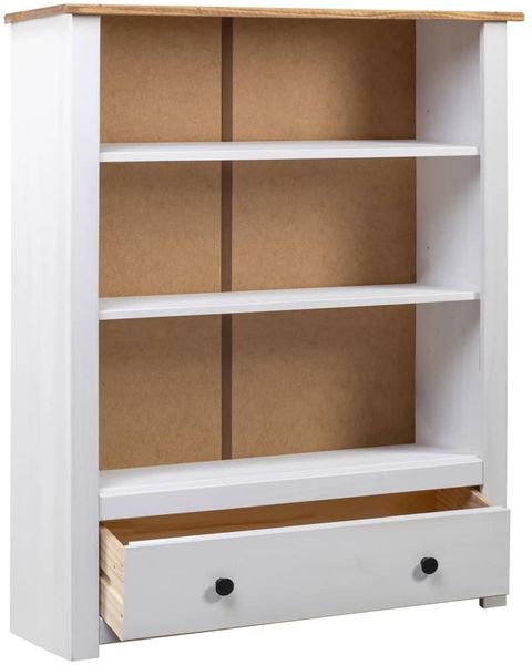 vidaXL Bücherregal Weiß 80 x 35 x 110 cm Massivholz Panama-Kiefer Bild 3