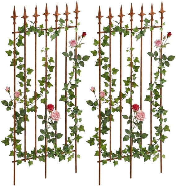 Rankgitter FREYA 2er Set - 50 x 0,7 x 100 cm, Metall, Antik-Braun | Rankhilfe Kletterpflanzen Gartendekoration