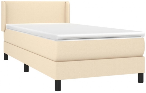 vidaXL Boxspringbett mit Matratze Stoff Creme 90x200 cm, Härtegrad: H2 [3129526] Bild 3