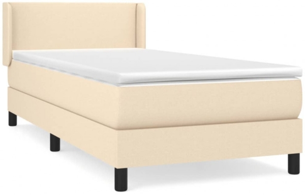 vidaXL Boxspringbett mit Matratze Stoff Creme 90x200 cm, Härtegrad: H2 [3129526] Bild 2