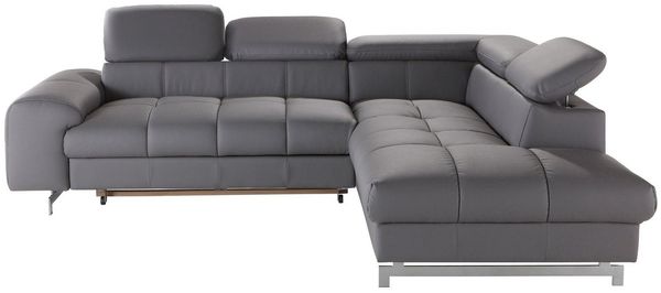 COTTA Ecksofa Chef L-Form, mit Kopfteilverstellung, edle Metallkufen, wahlweise mit Bettfunktion