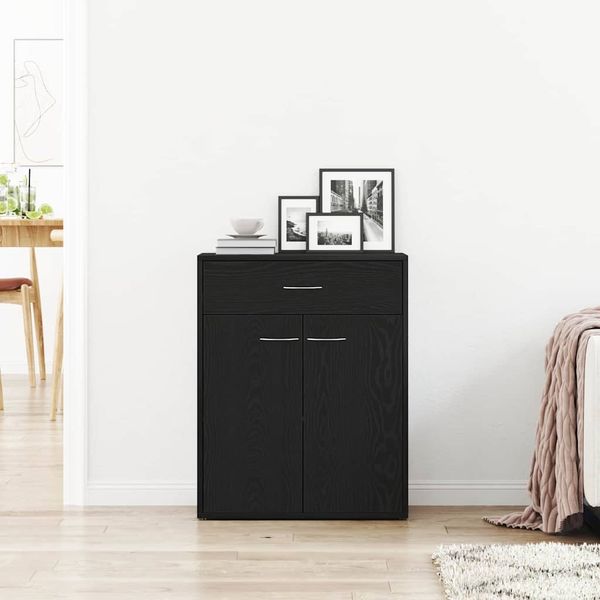vidaXL Sideboard Schwarz Eichen-Optik 60 x 30 x 75 cm Holzwerkstoff 862448