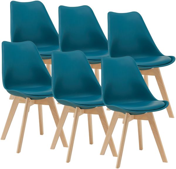 Esszimmerstuhl Fläten 6er Set Kunstleder Türkis [en. casa]