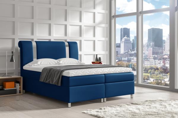 99rooms Asuncion Boxspringbett Velours MONOLITH Blau 160 x 200 cm